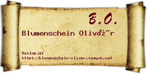 Blumenschein Olivér névjegykártya